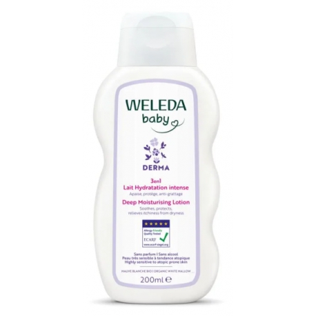 Lait corporel bébé sans parfum 200ml Weleda