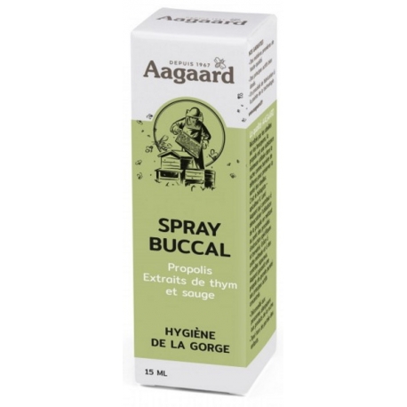 Spray buccal à la Propolis Flacon de 15ml Aagaard  Flacon verre  spray buccal 15ml propolis sauge thym Bio santé sénior