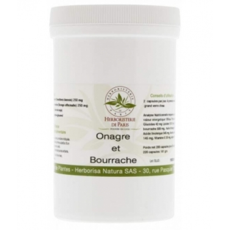Bio Santé Senior ONAGRE BOURRACHE VITAMINE E 220 CAPSULES HERBORISTERIE DE PARIS