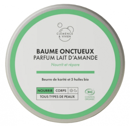 Baume onctueux lait d'amande 150 ml Clemence et vivien, karité bio, beurre corporel bio