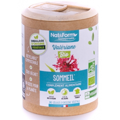 Valériane Bio 90 gélules - Nat et Form extrait aqueux sans odeur Bio santé sénior