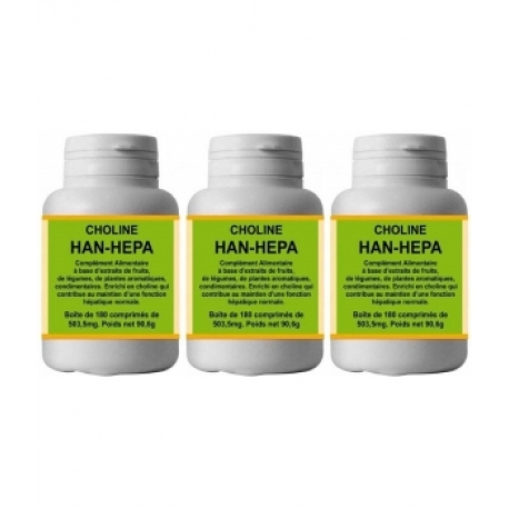 Lot de 3 Han Hepa 3X180 Comprimés génie hépatique Han Biotech, choline, bio santé senior