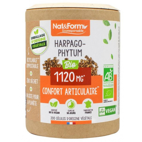 Harpagophytum Bio 200 gélules - Nat et Form Bio sante senior système ostéoarticulaire Bio santé sénior