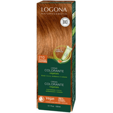 Crème colorante Couleurs d'Automne 210 cheveux chatains 150 ml Logona coloration végétale Bio santé sénior