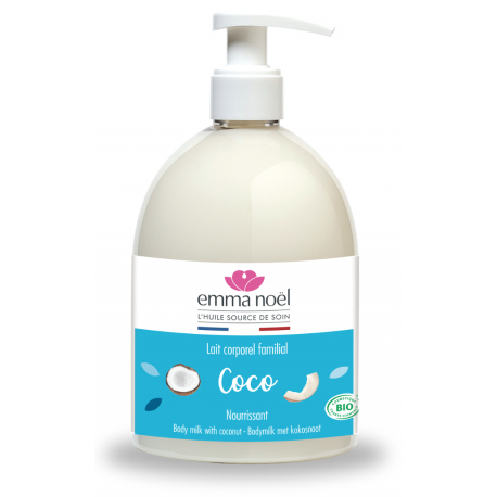 Lait Corporel familial Coco 500 ml Emma Noel peaux sèches Bio sante senior
