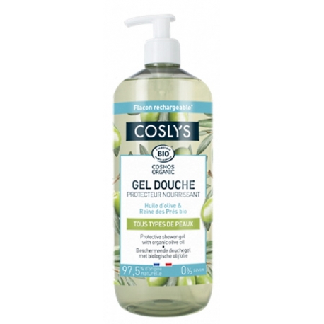 Gel douche protecteur et nourrissant à l'huile d'olive bio 1 L Coslys bulle de douceur bio sante senior