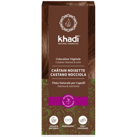 La Coloration végétale Noisette Naturel chatain foncé 100g Khadi Bio sante senior