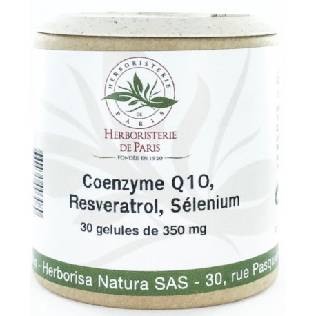 Coenzyme Q10 Fort Resveratrol Sélénium 30 Gélules Herboristerie de Paris ubiquinone antioxydant Bio sante senior
