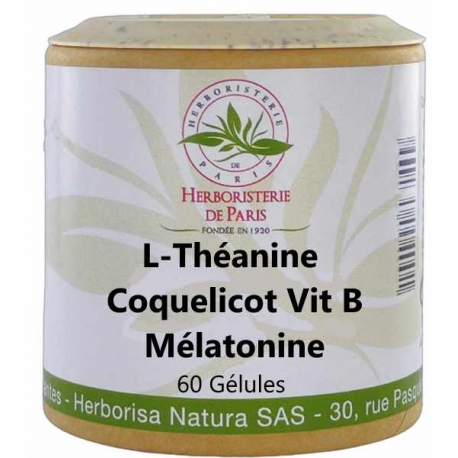 L théanine Coquelicot Vitamines B Mélatonine 60 Gélules Herboristerie de Paris Bio sante senior