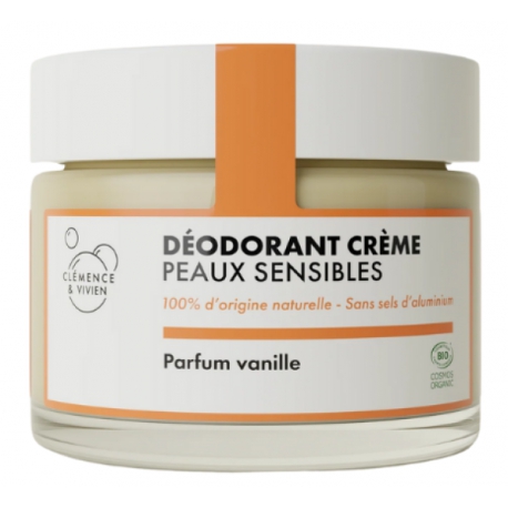 Baume déodorant Peau sensible à la Vanille 50gr Clemence et Vivien déodorant naturel Bio sante senior