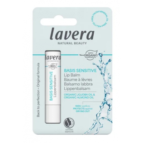 Baume à lèvres Basis Sensitiv Jojoba Amande douce  4.5 gr Lavera stick lèvres Bio sante senior