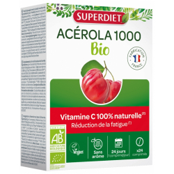 Acérola 1000 BIO 24 comprimés Super Diet vitamine C naturelle Bio sante senior