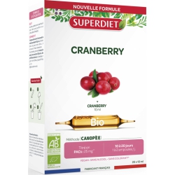 Cranberry Canneberge Bio  20 ampoules de 15ml soit 300ml Super Diet Bio sante senior