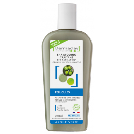 Shampooing Bio Capilargil Bio Pellicules 250 ml Dermaclay cade argile verte romarin Bio santé sénior
