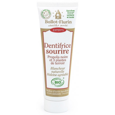 Dentifrice bio Sourire Blancheur Propolis 50 ml Ballot-Flurin menthe sauge propolis Bio sante senior