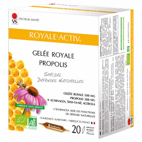 Royale Activ 20 ampoules de 10ml Vecteur Santé échinacée gelée royale shiitaké propolis Bio santé sénior