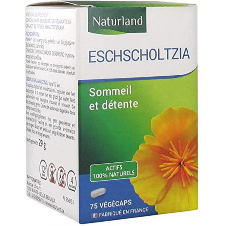 Escholtzia 75 gélules végétales Végécaps Naturland anti stress bras de morphée Bio santé sénior