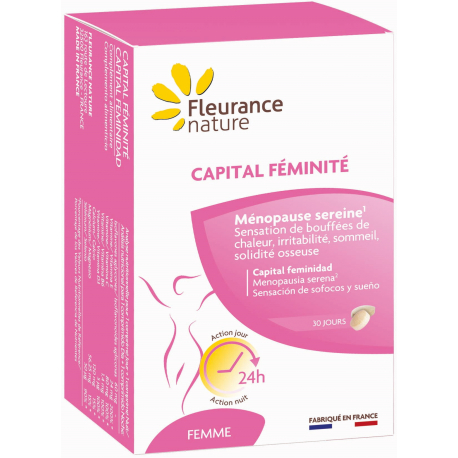 Capital féminité Jour et Nuit 60 comprimés Fleurance Nature isoflavones aglycones de soja Bio santé sénior