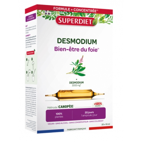 Desmodium Bio Bien être du Foie 20 ampoules de 10ml Super Diet foie digestion Bio santé sénior