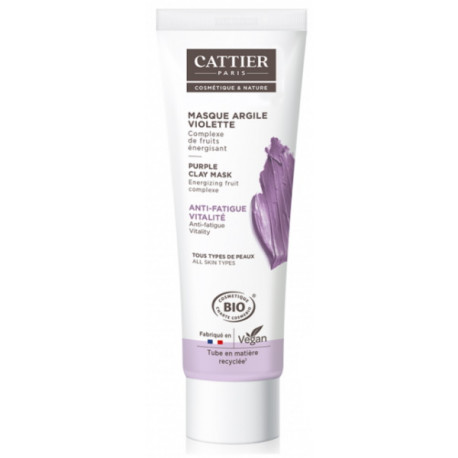Masque anti fatigue à l'argile violette 100 ml Cattier tonique et revitalisante Bio santé sénior
