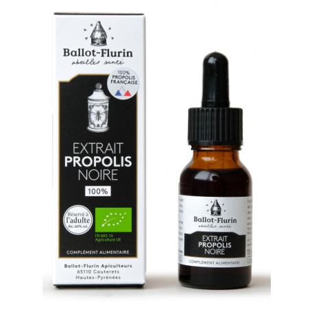 Extrait Liquide de Propolis noire 15 ml Ballot Flurin protection gorge voies respiratoires Bio sante senior