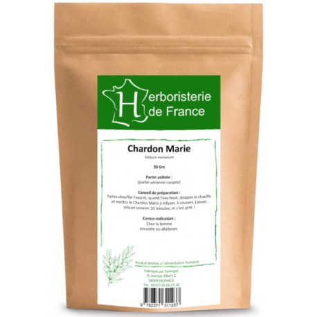 Tisane Chardon marie 30 gr Herboristerie de france digestion et foie Bio santé sénior