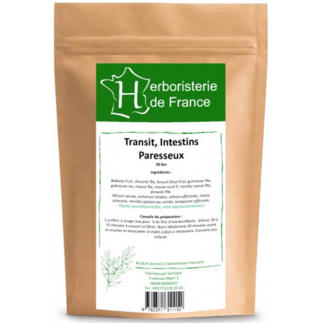 Tisane Transit intestins paresseux 30 gr Herboristerie de France digestion et transit bloqués Bio santé sénior
