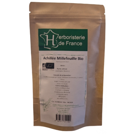 Tisane Achillée Millefeuille BIO 30g Herboristerie De France digestion circulation cycle menstruel Bio sante senior