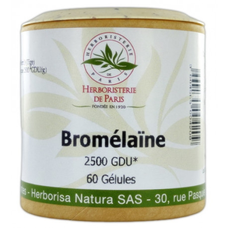 Bromelaine 2500 GDU fort 320 mg 60 gélules Herboristerie de paris, enzyme digestive, ananas, biosantesenior.fr