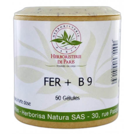 Fer plus B9 60 gélules Herboristerie de Paris anti-fatigue maternité allaitement Bio santé sénior