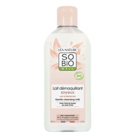 Lait démaquillant au lait d'ânesse bio 200 ml So Bio Etic aloe vera adoucissant Bio santé sénior
