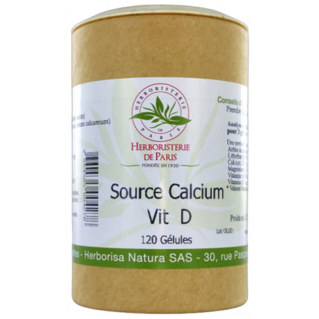 Source Calcium Vitamine D 120 gélules Herboristerie de Paris déminéralisation Bio santé sénior