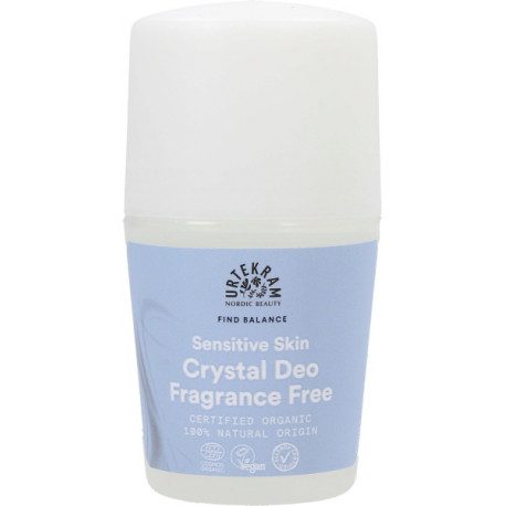 Déodorant roll on Crystal deo sans parfum peaux sensibles 50ml Urtekram pierre d'alun aloe vera bio santé sénior