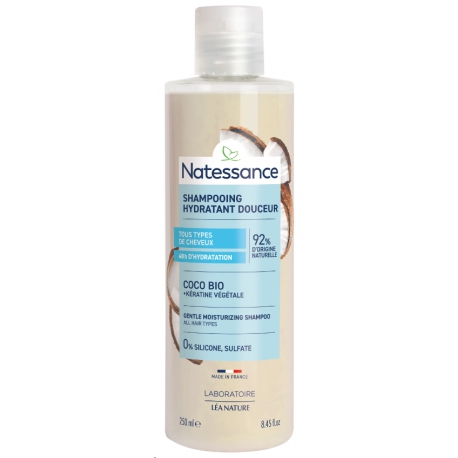 Shampooing extra doux usage fréquent coco et kératine végétale 250ml Natessance shampoing kératine bio santé sénior