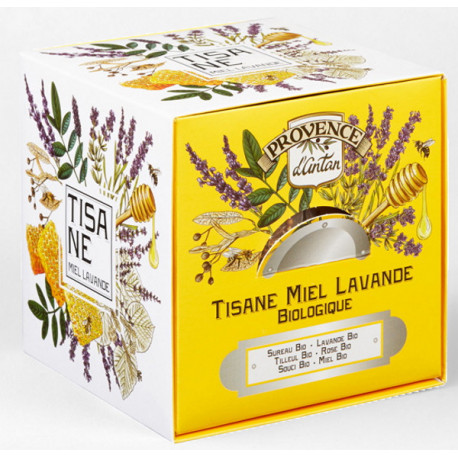 Tisane Miel Lavande bio 24 sachets recharge carton Provence d'Antan infusion douceur miel lavande rose Bio santé sénior
