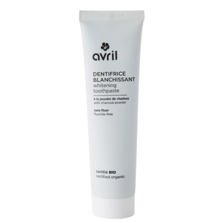 Dentifrice blanchissant sans fluor 100 ml Avril bentonite charbon végétal sorbitol blancheur Bio santé sénior