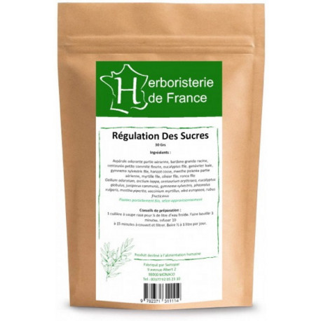 Tisane Régulation des Sucres 30gr Herboristerie De France aide à réguler el taux de sucres Bio santé sénior