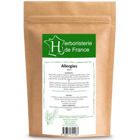 Tisane Allergies 30gr Herboristerie de France desmodium feuilles de cassis module l'immunité Bio santé sénior