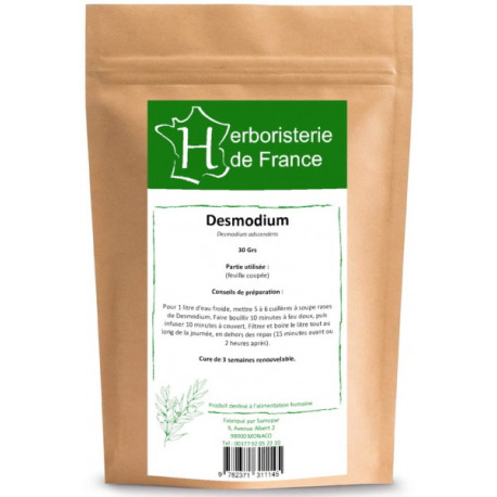 tisane Desmodium feuille coupée 30gr Herboristerie De France desmodium ascendens Foie Bio santé sénior