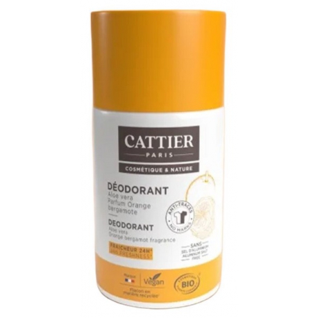 Déodorant roll on fraîcheur Bergamote Orange 50ml Cattier citrate de triéthyle naturel aloe vera Bio santé sénior