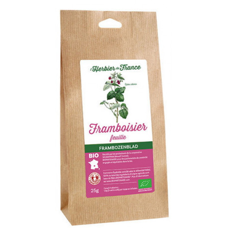 Tisane Framboisier feuille 25 gr Herbier de France allaitement digestion troubles menstruels Bio santé sénior