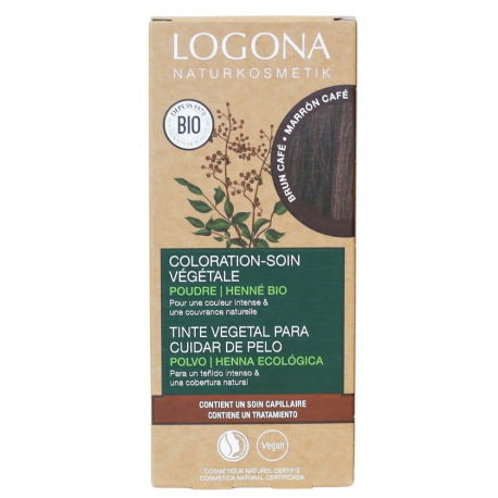 Coloration soin végétale Brun Café 100gr Logona chatain foncé uniforme Bio santé sénior