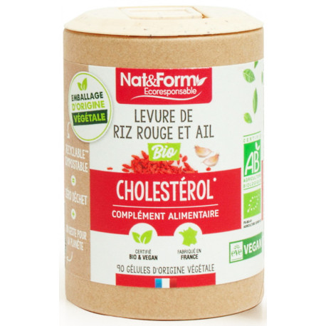 Levure de riz rouge Ail bio 90 gélules Nat et Form aide cardiovasculaire nouveau dosage en monacolines Bio santé sénior