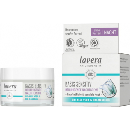 Crème de nuit régénérante basis sensitiv 50 ml Lavera - cosmétique biologique masque intensif Bio santé sénior