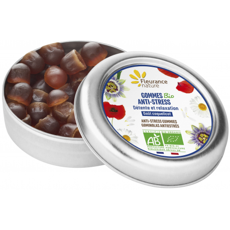 Gommes anti stress Bio arome framboise 30gr Fleurance Nature coquelicot relaxante anti stress Bio santé sénior