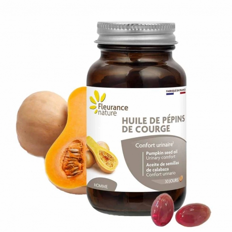 Huile de pépins de Courge 60 capsules Fleurance Nature confort urinaire masculin Bio santé sénior