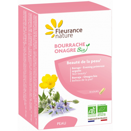 Bourrache Onagre Bio 60 gélules végétales Fleurance Nature acide gamma linolénique GLA Bio santé sénior
