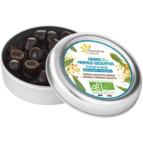 Gommes Propolis Eucalyptus Bio 35gr Fleurance nature synergie propolis eucalyptus réglisse Bio santé sénior