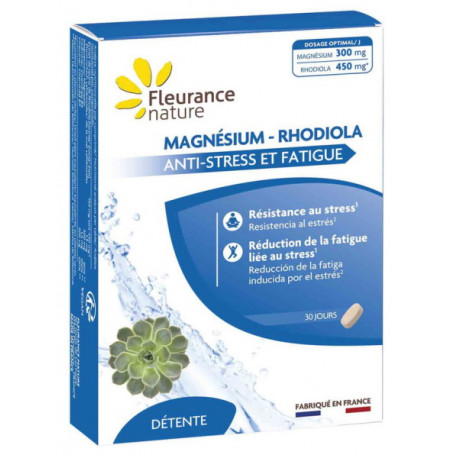 Magnésium Rhodiola 30 comprimés Fleurance Nature magnésium marin vitamines b6 et b9 Bio santé sénior