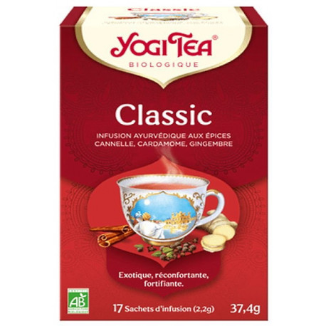 Infusion ayurvédique épicée Classic 17 sachets Yogi Tea chai classic énergie positive Bio santé sénior